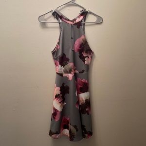 Grey Floral Formal Dress